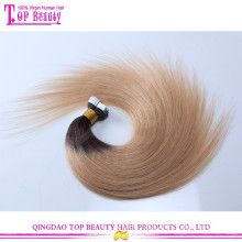 Best quality 7A quality two tone peruvian remy hair tape hair extension skin weft